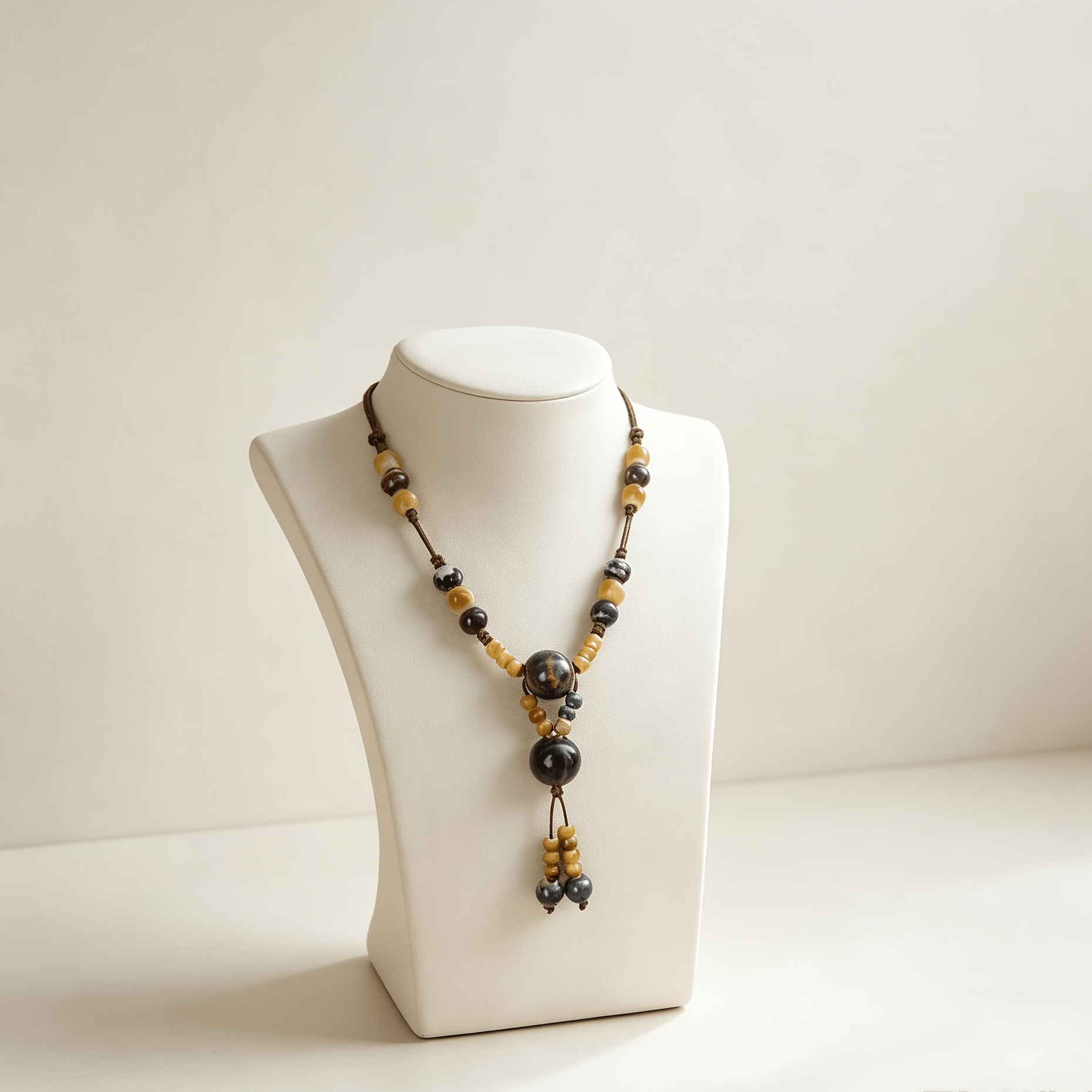 Personalized Ceramic Bead Necklace and Bracelet 2pcs Set, Stackable